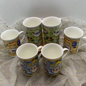 Set of 6 Crown Trent Fine Bone China Tea Mugs